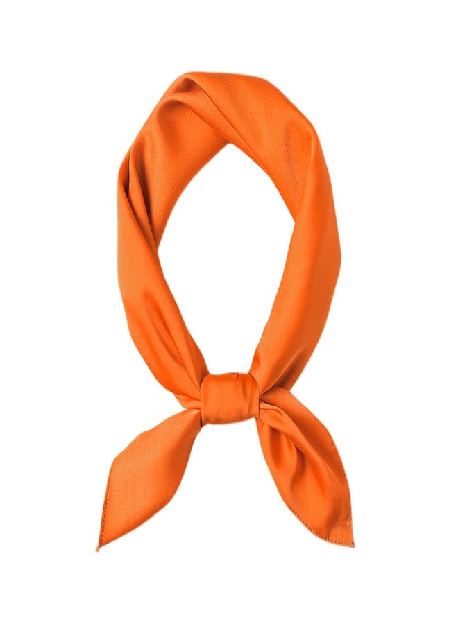 CYian Silk Feeling Head Scarfs Orange Scarf for Women Halloween Scarf Lightweight Hair Bandanas Scarves for Handbags Hair Scarves Gift (Orange) - Image 1